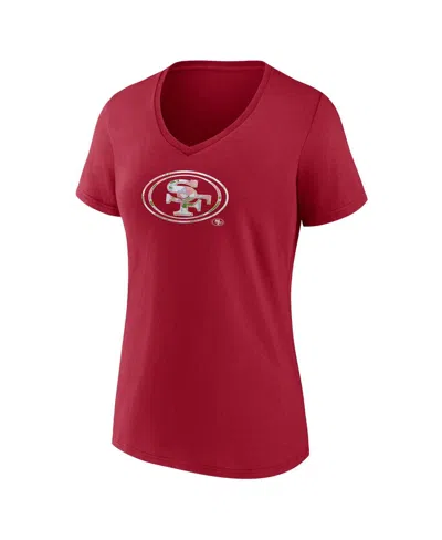 Logo Athletic Women's Scarlet San Francisco 49ers Number 1 Mom Floral V-neck T-shirt