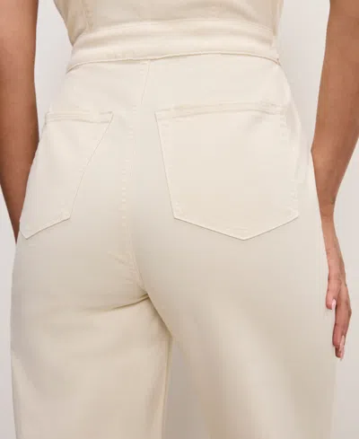 Good American Fit For Success Twill Palazzo Jumpsuit In Ecru