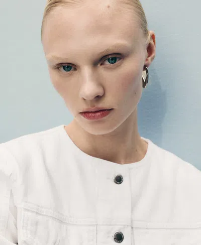 Mango Crop Denim Jacket In White