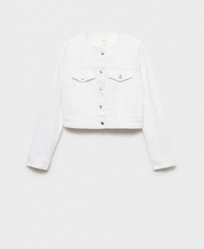 Mango Crop Denim Jacket In White