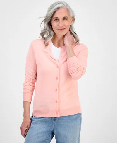 Style & Co Women's Button-up Cardigan, Regular & Petite, Created For Macy's In Pink