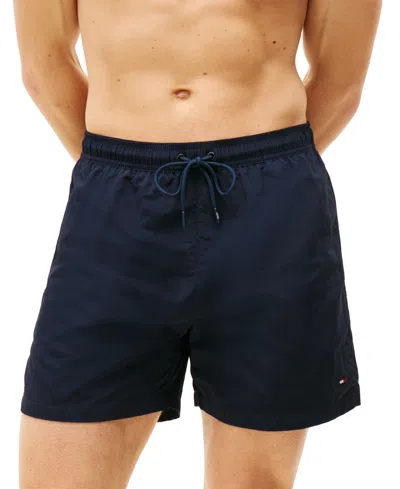 Tommy Hilfiger Men's Long Drawstring 7" Swim Trunks In Blue