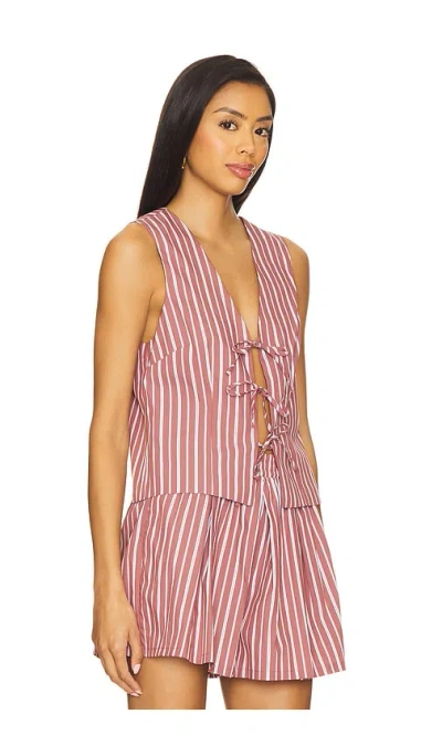 Steve Madden Womens Aliza Striped Tie Front Top Malena Striped Pull On Shorts In Pink