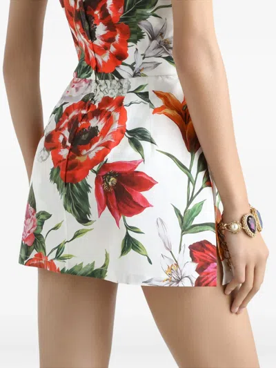 Dolce & Gabbana Floral Mini Dress Sweetheart Neckline Straps In Multi