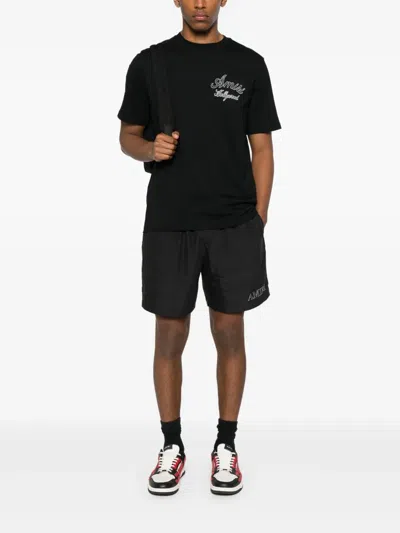 Amiri Black Cotton Short With Logo