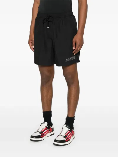 Amiri Black Cotton Short With Logo