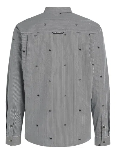 Karl Lagerfeld Ikon Striped Shirt In Gray