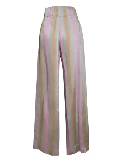Aspesi Wide Leg Trousers In Multicolored Viscose And Silk Twill