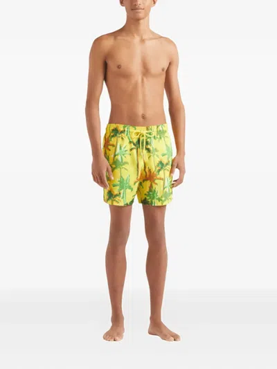 Vilebrequin Mahina Straight-leg Mid-length Recycled Swim Shorts In Yellow