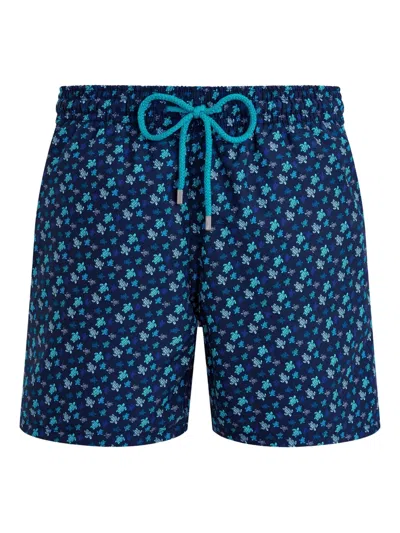 Vilebrequin Micro Ronde Des Tortues Rainbow Longer Length Swim Shorts In Blue