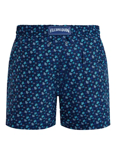 Vilebrequin Micro Ronde Des Tortues Rainbow Longer Length Swim Shorts In Blue