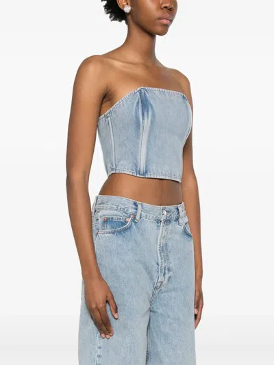 Wardrobe.nyc Strapless Denim Top