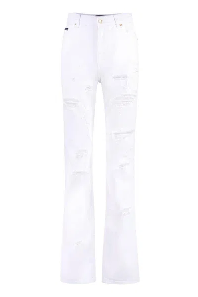 Dolce & Gabbana Destroyed-effect Cotton Denim 5-pocket High-rise Jeans