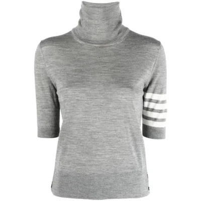 Thom Browne Turtleneck Short-sleeve Jumper In Gray