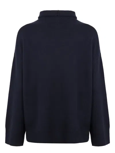 Aspesi Turtleneck Ribbed Knit Pullover In Blue