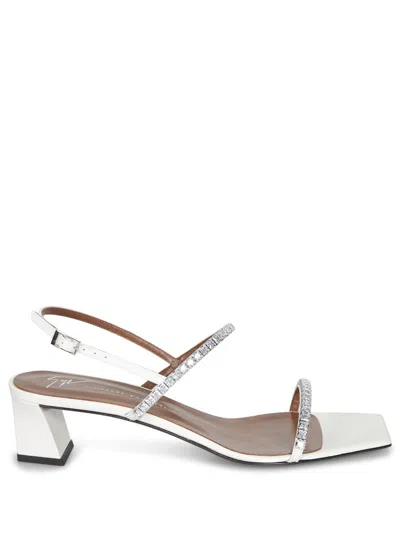 Giuseppe Zanotti White Jewel Heeled Sandals