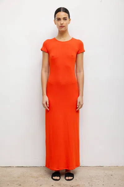 Leset Lauren Short Sleeve Maxi Dress Poppy In Red