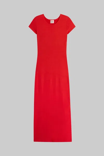 Leset Lauren Short Sleeve Maxi Dress Poppy In Red