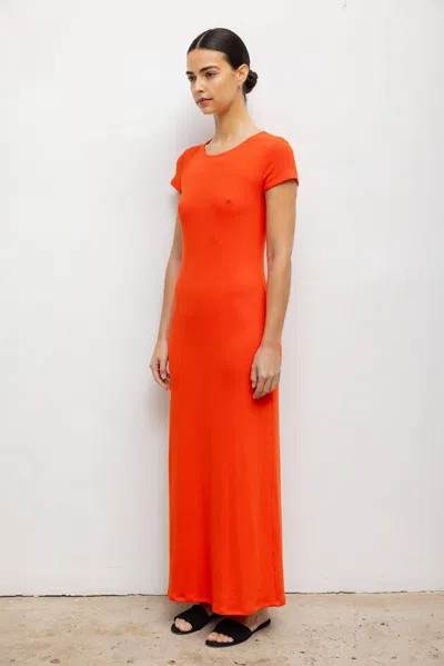 Leset Lauren Short Sleeve Maxi Dress Poppy In Red