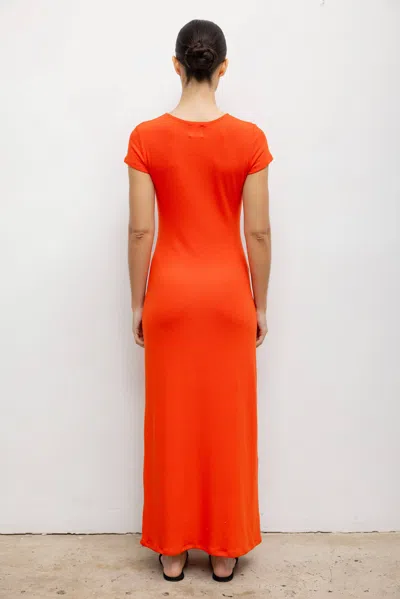 Leset Lauren Short Sleeve Maxi Dress Poppy In Red