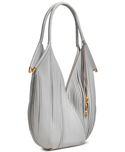 Donna Karan Baldwin Small Laser-cut Shoulder With Leather Wrapped Rounded Handle In Neutral