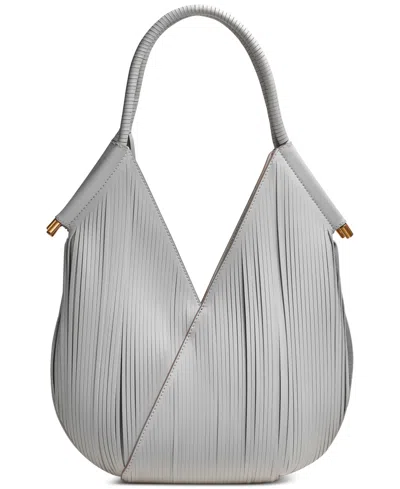 Donna Karan Baldwin Small Laser-cut Shoulder With Leather Wrapped Rounded Handle In Neutral