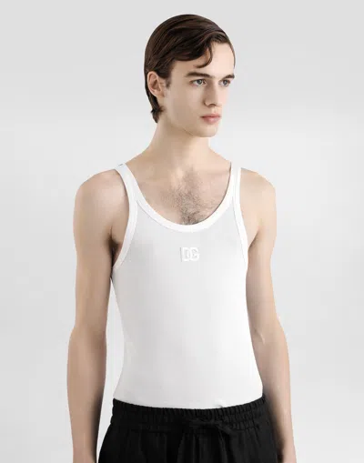 Dolce & Gabbana Dg White Cotton Tank Top
