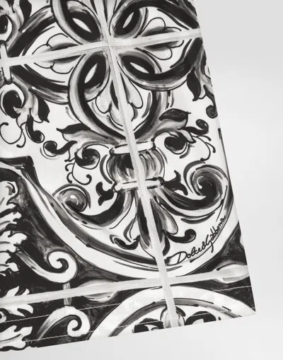 Dolce & Gabbana Majolica-print Canvas Medium Boxer Shorts In Black
