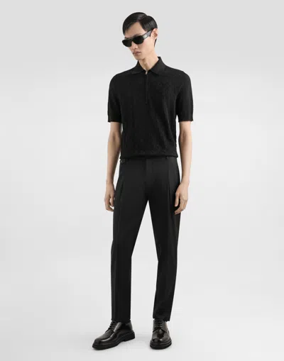 Dolce & Gabbana Silk Polo Shirt In Black
