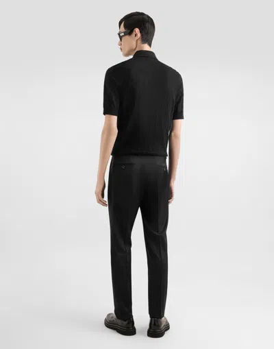 Dolce & Gabbana Silk Polo Shirt In Black