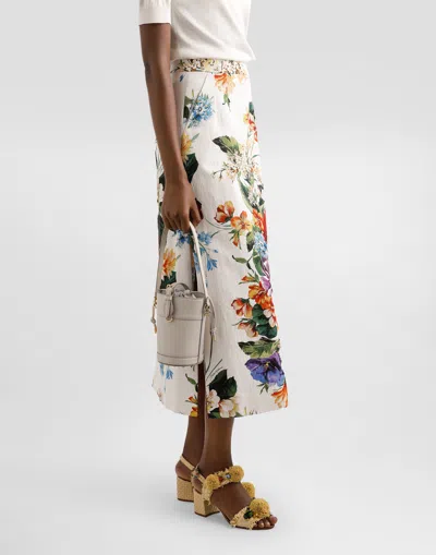 Dolce & Gabbana Capri Bucket Bag In Calfskin And Canvas