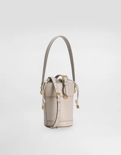 Dolce & Gabbana Capri Bucket Bag In Calfskin And Canvas