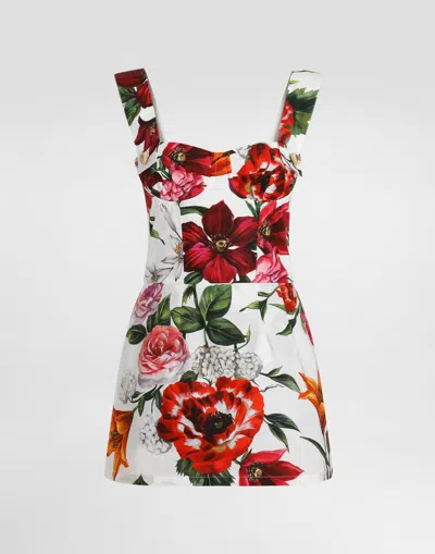 Dolce & Gabbana Floral Mini Dress Sweetheart Neckline Straps In Multi