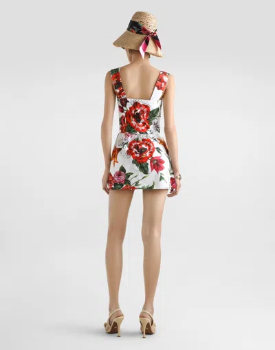 Dolce & Gabbana Floral Mini Dress Sweetheart Neckline Straps In Multi