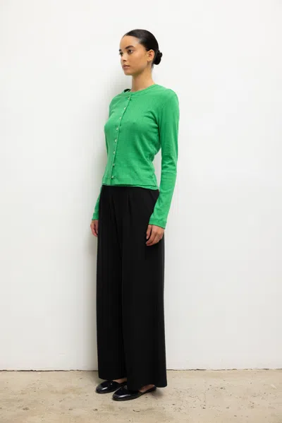 Leset Pointelle Crewneck Cardigan