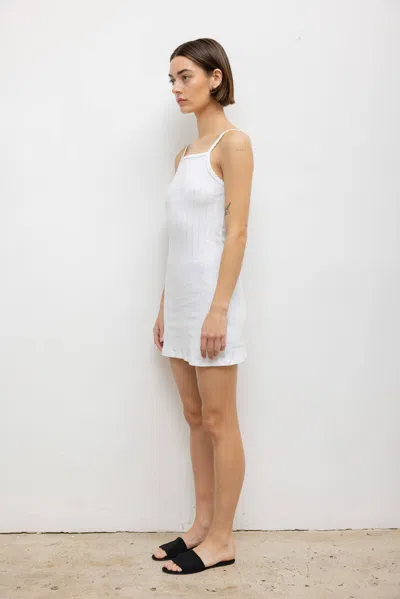 Leset Pointelle Square Neck Mini Dress In White
