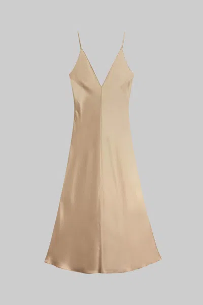 Leset Barb Satin Slip Dress In Nude