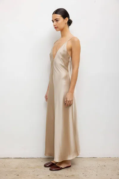 Leset Barb Satin Slip Dress In Nude