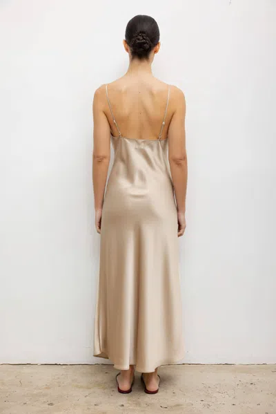 Leset Barb Satin Slip Dress In Nude