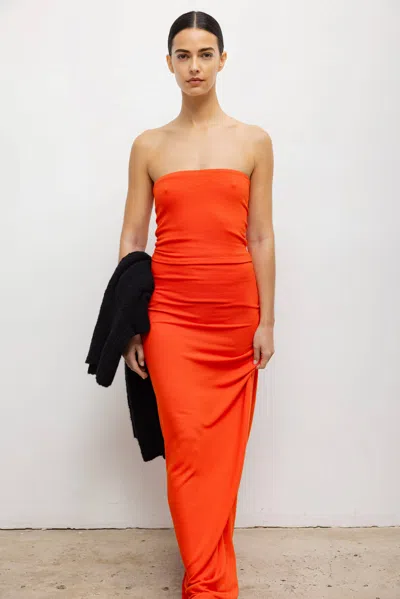 Leset Lauren Strapless Stretch-knit Top In Red