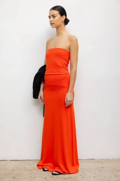 Leset Lauren Strapless Stretch-knit Top In Red