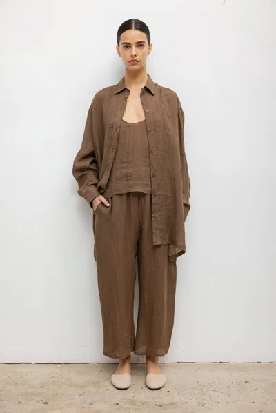 Leset Pre-order: Niko Oversized Button Down In Brown