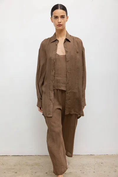 Leset Pre-order: Niko Oversized Button Down In Brown