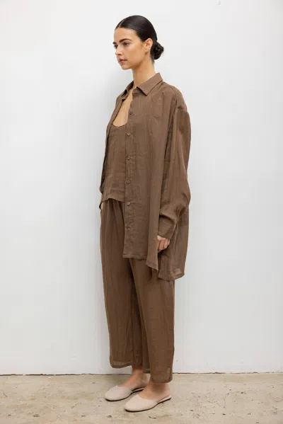 Leset Pre-order: Niko Oversized Button Down In Brown