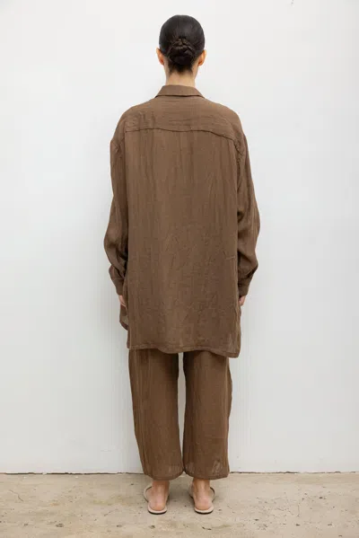 Leset Pre-order: Niko Oversized Button Down In Brown