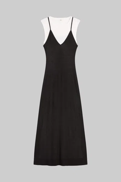 Leset Rozzi V Neck Muscle Maxi Dress In Black