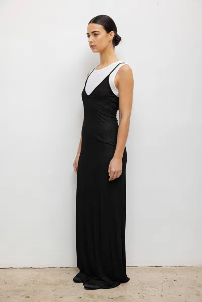 Leset Rozzi V Neck Muscle Maxi Dress In Black
