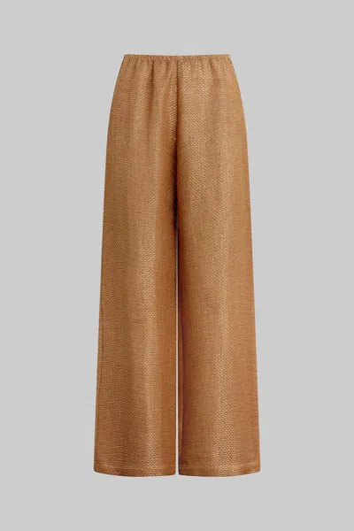 Leset Stella Sequined Linen-blend Wide-leg Pants In Brown