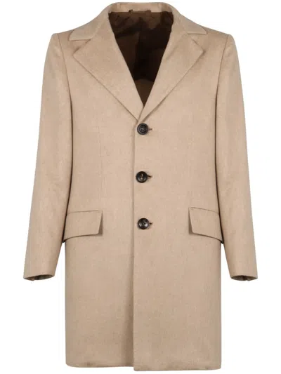 Kiton Single-breasted Coat In Neutral