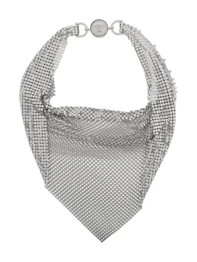 Versace Metal Mesh Bandana Necklace In Metallic